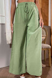 Shiny Side Slit Wide Leg Pants elegancydose