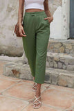 Shiny Straight Leg Cropped Pants with Pockets elegancydose
