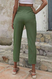 Shiny Straight Leg Cropped Pants with Pockets elegancydose