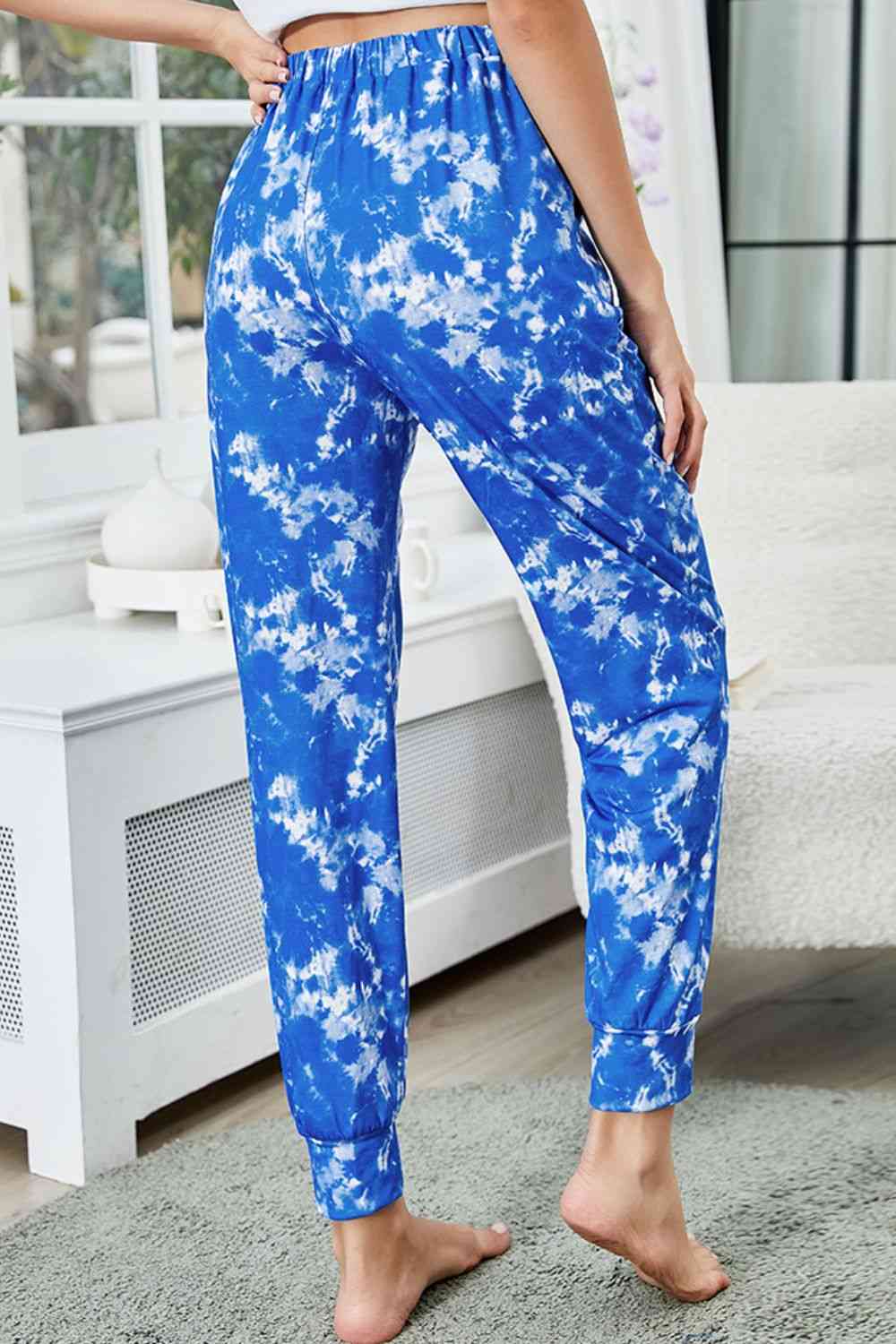 Shiny Tie-Dye Drawstring Waist Joggers with Pockets elegancydose