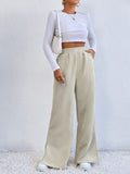 Slit Pocketed High Waist Wide Leg Pants elegancydose