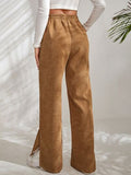 Slit Pocketed High Waist Wide Leg Pants elegancydose