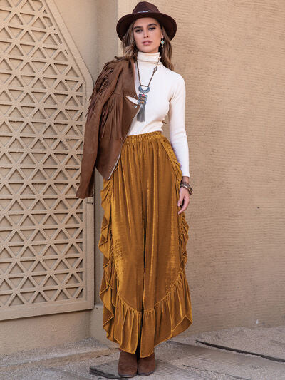 Slit Ruffled Wide Leg Pants elegancydose