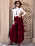 Slit Ruffled Wide Leg Pants elegancydose