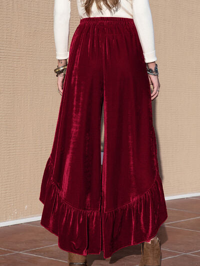 Slit Ruffled Wide Leg Pants elegancydose
