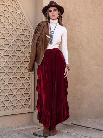 Slit Ruffled Wide Leg Pants elegancydose