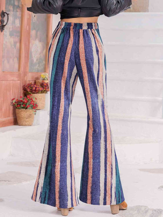 Striped Flare Leg Pants elegancydose