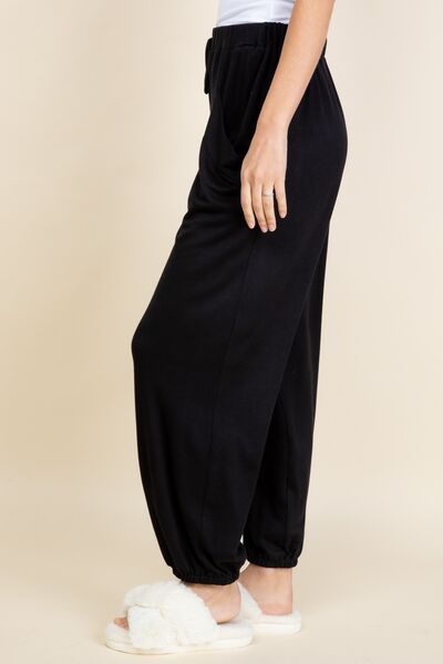 Super Lady Full Size Drawstring Elastic Waist Joggers with Pockets elegancydose