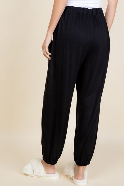 Super Lady Full Size Drawstring Elastic Waist Joggers with Pockets elegancydose