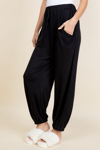 Super Lady Full Size Drawstring Elastic Waist Joggers with Pockets elegancydose