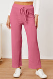 Textured Elastic Waist Straight Pants elegancydose