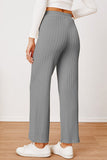 Textured Elastic Waist Straight Pants elegancydose