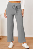 Textured Elastic Waist Straight Pants elegancydose