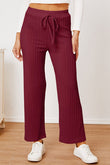 Textured Elastic Waist Straight Pants elegancydose