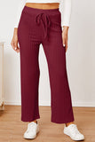 Textured Elastic Waist Straight Pants elegancydose