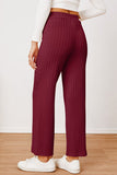 Textured Elastic Waist Straight Pants elegancydose