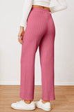 Textured Elastic Waist Straight Pants elegancydose