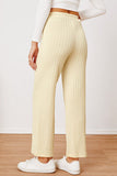 Textured Elastic Waist Straight Pants elegancydose