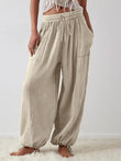 Textured Tied Pants with Pockets elegancydose