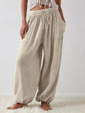 Textured Tied Pants with Pockets elegancydose