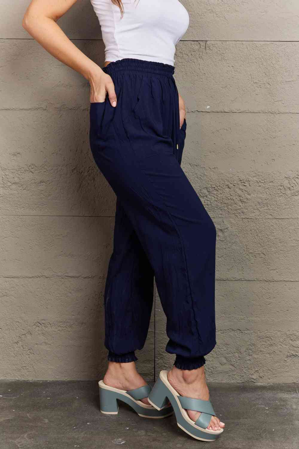 Tied Long Joggers with Pockets elegancydose