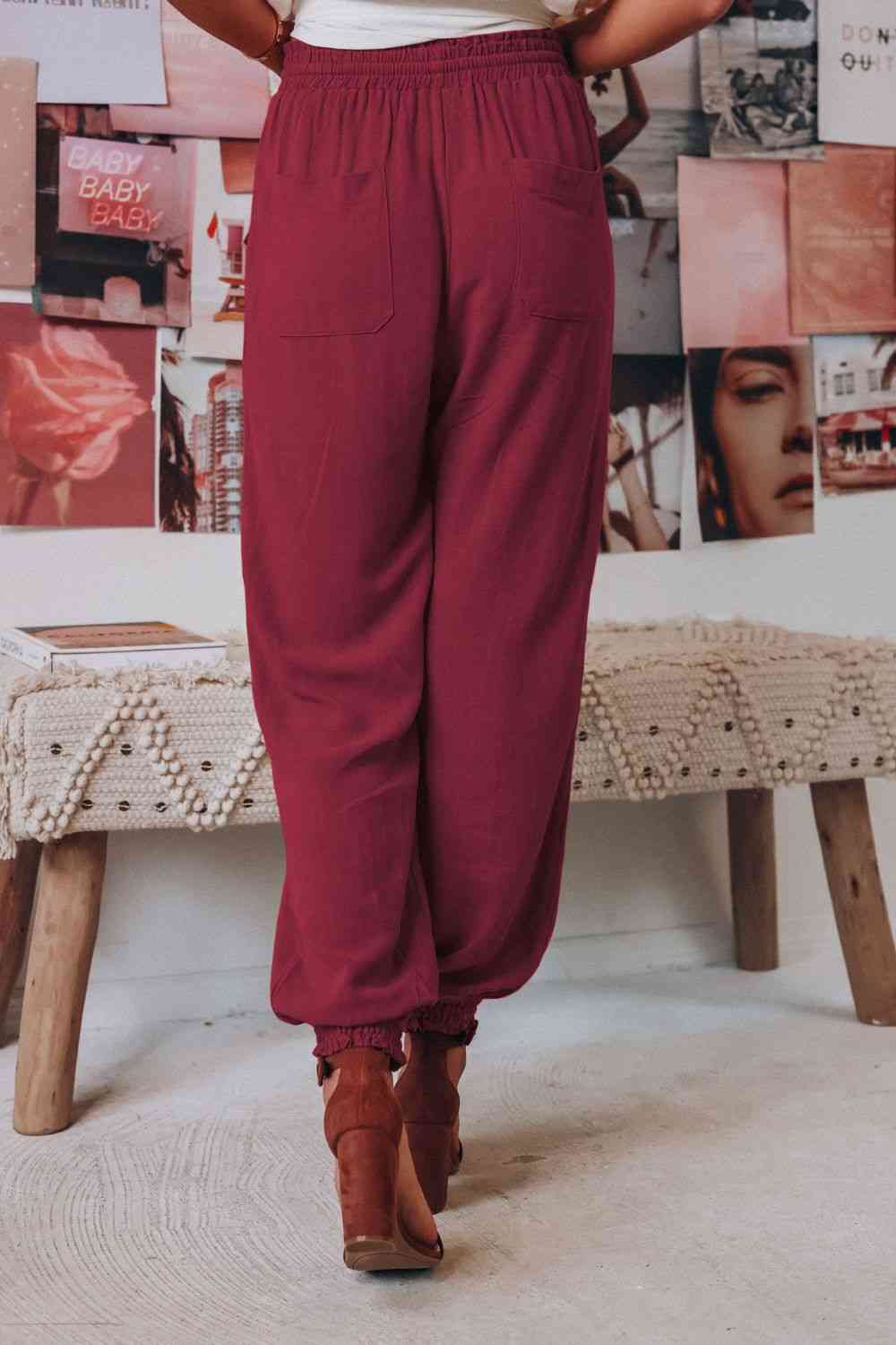 Tied Long Joggers with Pockets elegancydose