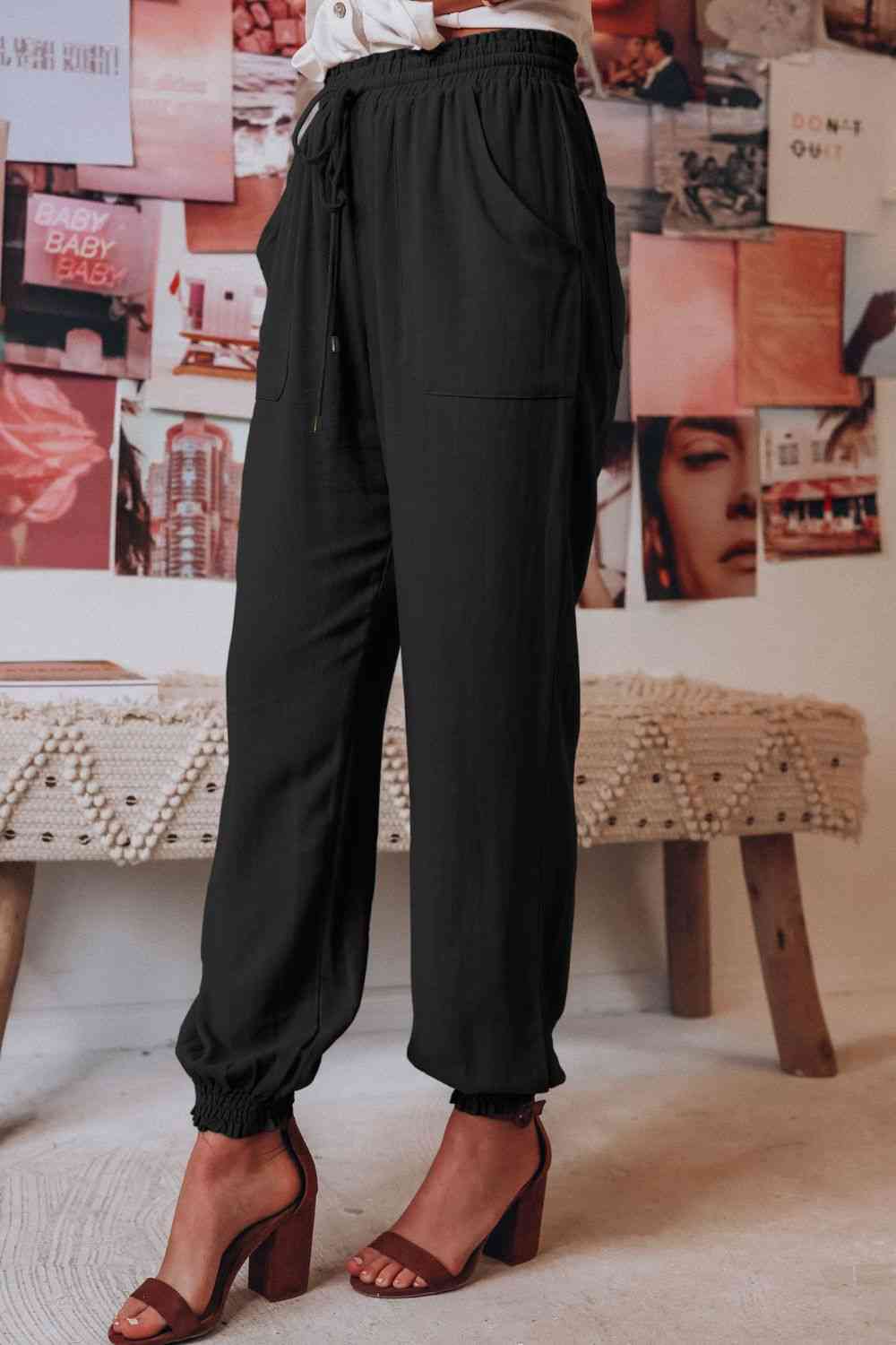 Tied Long Joggers with Pockets elegancydose