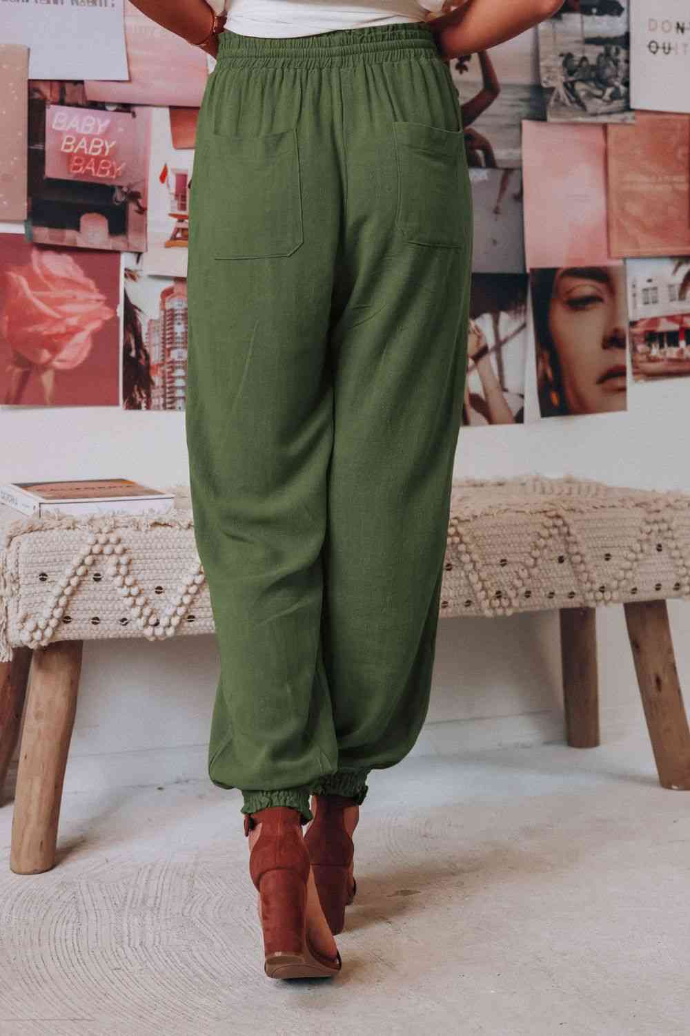 Tied Long Joggers with Pockets elegancydose