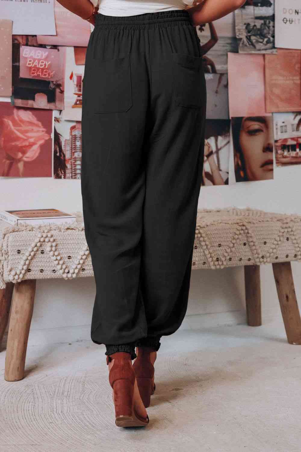 Tied Long Joggers with Pockets elegancydose