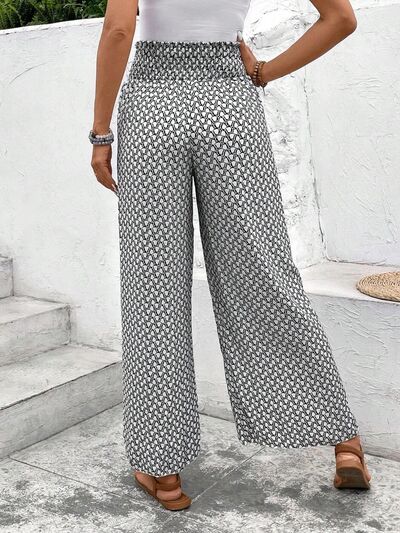 Tied Printed Wide Leg Pants elegancydose