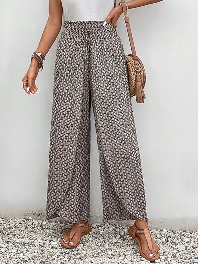 Tied Printed Wide Leg Pants elegancydose