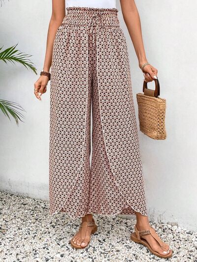 Tied Printed Wide Leg Pants elegancydose