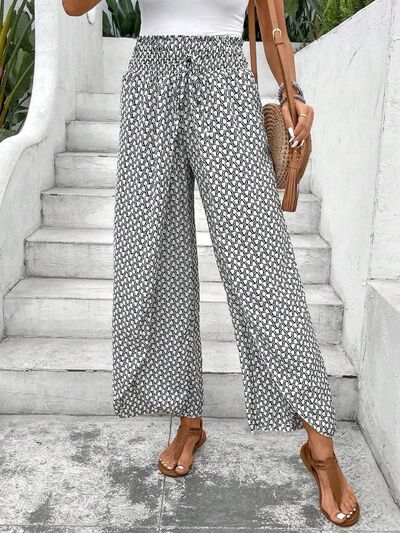 Tied Printed Wide Leg Pants elegancydose