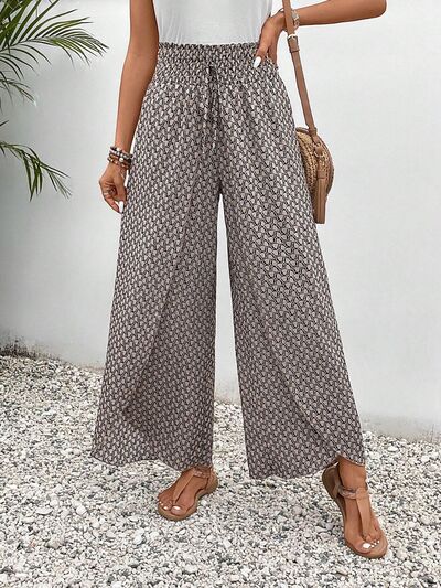 Tied Printed Wide Leg Pants elegancydose
