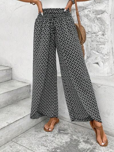 Tied Printed Wide Leg Pants elegancydose