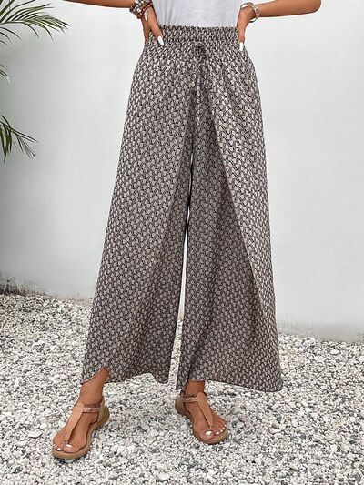 Tied Printed Wide Leg Pants elegancydose