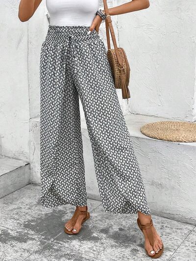 Tied Printed Wide Leg Pants elegancydose