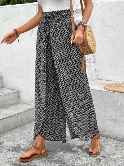 Tied Printed Wide Leg Pants elegancydose