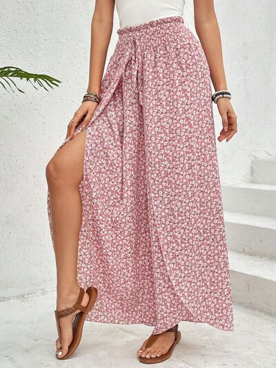 Tied Printed Wide Leg Pants elegancydose