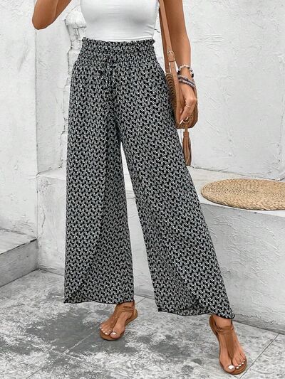 Tied Printed Wide Leg Pants elegancydose