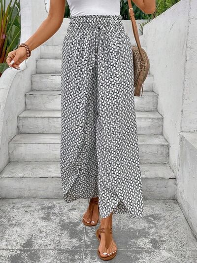 Tied Printed Wide Leg Pants elegancydose