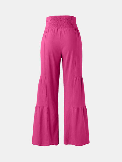 Tied Ruched Wide Leg Pants elegancydose