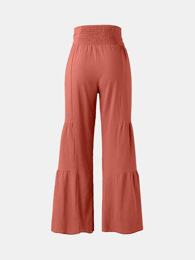 Tied Ruched Wide Leg Pants elegancydose
