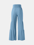 Tied Ruched Wide Leg Pants elegancydose