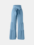 Tied Ruched Wide Leg Pants elegancydose