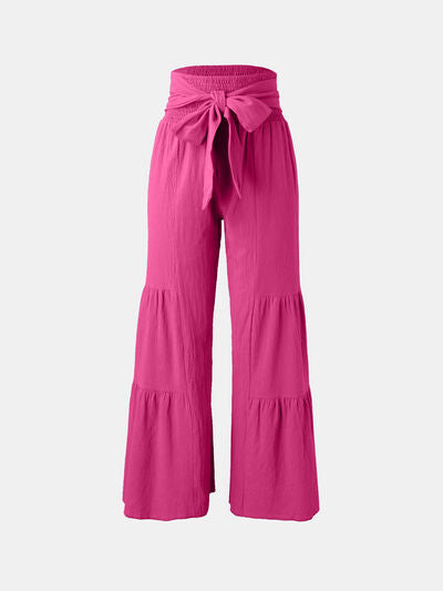 Tied Ruched Wide Leg Pants elegancydose