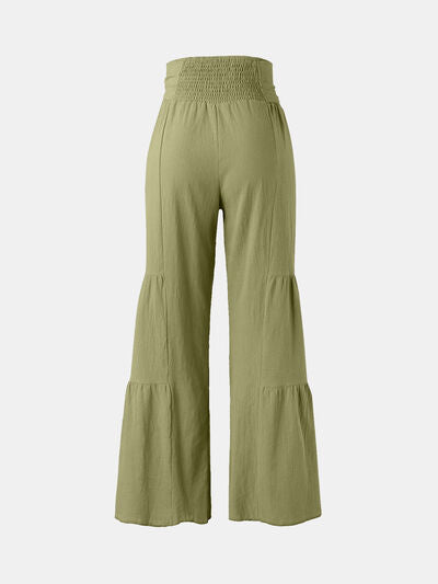 Tied Ruched Wide Leg Pants elegancydose