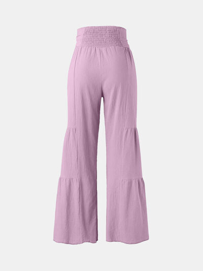 Tied Ruched Wide Leg Pants elegancydose