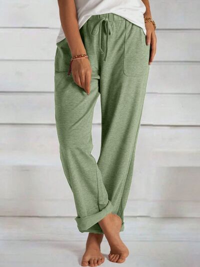 Tied Wide Leg Pants with Pockets elegancydose