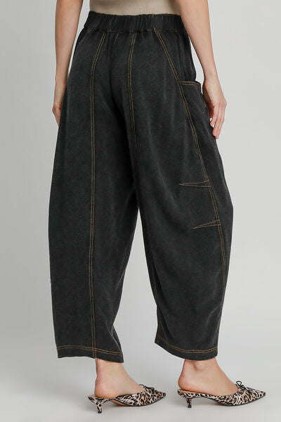 Umgee Elastic Waist Baggy Fit Pants with Pockets elegancydose